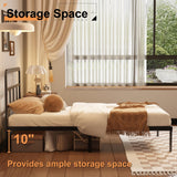 Husleephu Twin Bed Frames with Headboard, 12 Inch Heavy Duty Metal Twin Platform Bed Frame, No Box Spring Needed, Noise Free, Easy Assembly, Black Husleephu