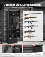 VEVOR 4 Gun Safe, Long Gun Cabinet for Rifles and Pistols, Quick Access Rifle Safe with 2 Ammo Slots, 2 Pistol Pockets & 2 Adjustable Racks, Large Digital Cabinet with Key and Password Lock VEVOR