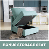 HONBAY Reversible Sectional Sofa with Ottomans & Chaises Modular Sofa U Shaped Couch with Storage Seats, Aqua Blue HONBAY