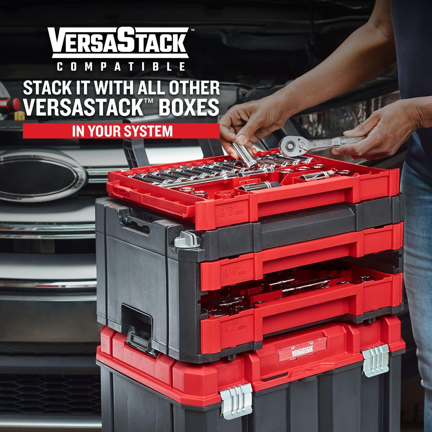 CRAFTSMAN VERSASTACK Mechanics Tool Set, 1/4 in, 3/8 in, and 1/2 in Drive, 230 Piece (CMMT45306) - WoodArtSupply