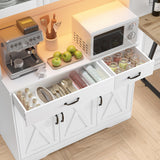 Iavyga 71" Kitchen Pantry Cabinet: Hutch Cabinet with Glass Doors, Pantry Cabinets with Drawers, Adjustable Shelves, LED Light & Power Outlets for Kitchen, Living Room, Dining Room Iavyga