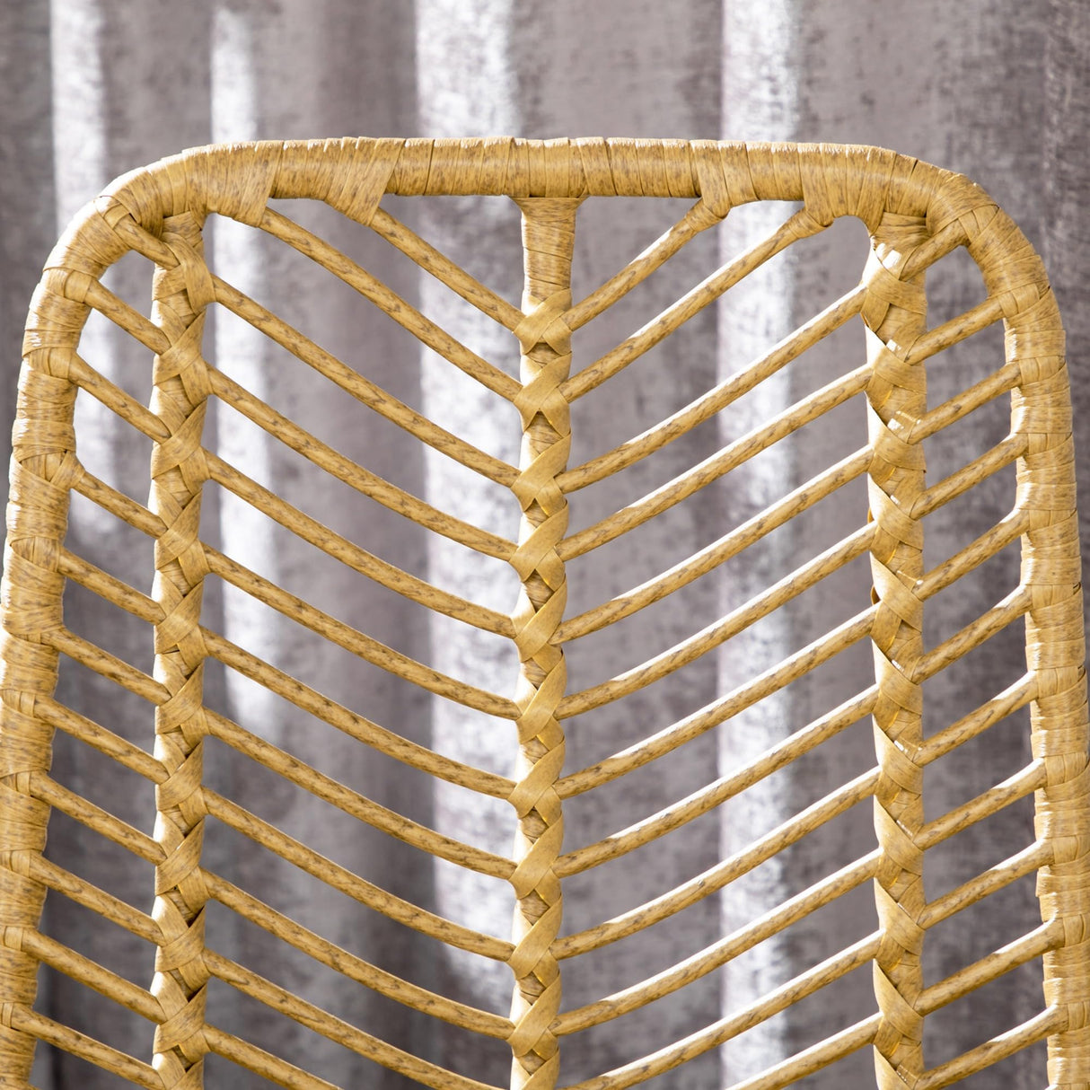 HOMCOM Rattan Bar Stools Set of 2, 26" Counter Height Barstools, Boho Kitchen Island Stools with Breathable Wicker Seat and Back, Yellow HOMCOM