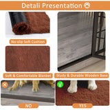 PRETZI Dog Crate Furniture with Cushion,38" Wooden Dog Crate nightstand with Double Doors, Grey Dog Kennel Indoor with Wheels, Decorative Pet Dog House for Small Medium Large Dog PRETZI