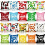 Mindsoft 20 Pcs Holiday Pillow Covers 18 x 18 Inch Seasonal Throw Pillow Covers Fall Halloween Decorative Pillowcase Pumpkin Ghost Pillowcase Cushion Case for Farmhouse Home Couch Sofa Decor Mindsoft