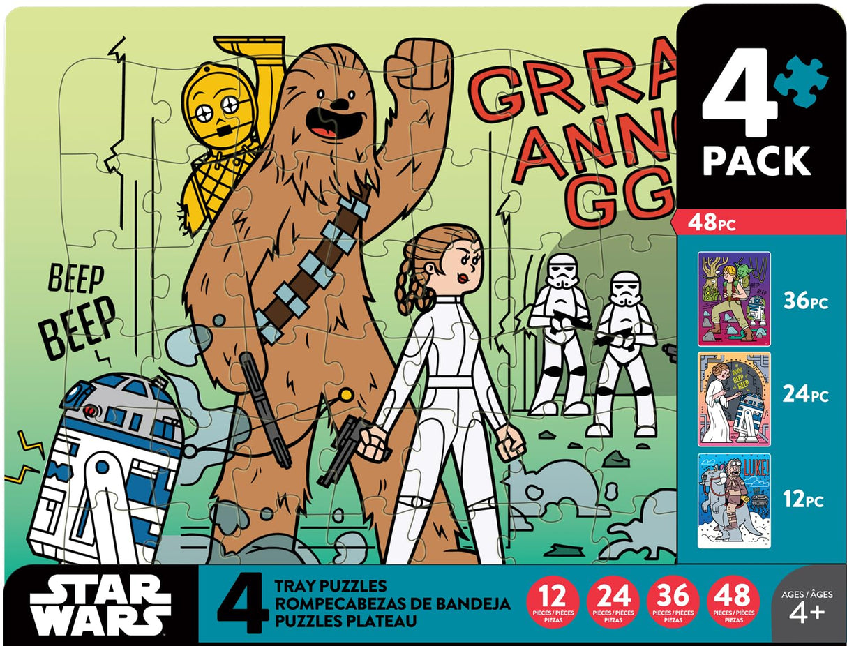Buffalo Games - Star Wars - Four 12-48 Piece Puzzle Board Preschool Tray Puzzles - Finished Puzzle Sizes are 14 x 10.75in Buffalo Games