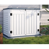 UDPATIO Outdoor Storage Cabinet 35 Cu Ft, Resin Horizontal Outdoor Trash Can Storage Box Lockable Shed 4 x 2 ft for Garbage, Garden Tools, Lawn Mowers UDPATIO