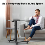 BONTEC 25.6" x 17.7" Gas Spring Mobile Stand Up Desk, Podium, Rolling Standing Desk Up to 33LBS with Wheels and Stoppers, Laptop Standing Desk Height Adjustable, Black BONTEC