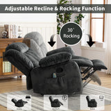 CANMOV Massage Swivel Rocker Recliner Chair with Heat and Vibration, 360 Degree Swivel Manual Recliners Antiskid Fabric Single Sofa Heavy Duty Reclining Chair for Living Room, Grey Green CANMOV