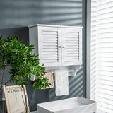 Tangkula White Wall Mounted Bathroom Storage Cabinet with Adjustable Shelves and Double Louvered Doors Tangkula