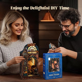 FUNPOLA LED 3D Puzzle Magic Station Book Nook Kit - Interactive 3D Wood Puzzle LED Magical Miniature with Infinite Extension Space - DIY Bookshelf Insert Decor Gifts FUNPOLA