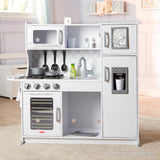 Melissa & Doug Wooden Chef's Pretend Play Toy Kitchen With Ice Cube Dispenser - Cloud White Kids Playset for Toddlers and Kids Ages 3+ Melissa & Doug