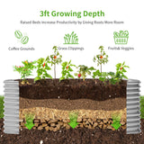 Land Guard 6x3x3ft Oval Galvanized Raised Garden Beds, Large-Capacity Metal Planter Box Outdoor, Durable Deep Raised Garden Bed 3ft Tall, Raised Beds for Gardening Vegetables, Classic Silver Land Guard