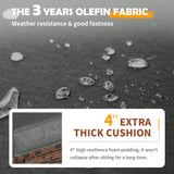 UDPATIO Outdoor Patio Furniture Set with 44" Fire Pit Table, 6 Pieces Sectional Conversation Sets, All-Weather Wicker Rattan Sofa Ottoman with 4" Thick Cushion for Garden Backyard Deck, Dark Grey UDPATIO