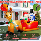MICOCAH 6.6FT Long Christmas Inflatables Santa Claus on Sleigh with Snowman & Reindeer Outdoor Decorations, Giant Xmas Blow Up Yard Decor Build in LEDs & Tethers Stakes for Holiday Indoor Patio Lawn MICOCAH