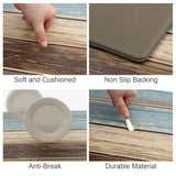 MAYHMYO Kitchen Rugs and Mats Set of 2 Teal Farmhouse Anti Fatigue Mat PVC Non Slip Retro Rustic Wood Texture Kitchen Mats for Floor,17.3 x 29 x 0.4 inch + 17.3 x 47 x 0.4 inch MAYHMYO