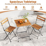 Tangkula 3 Pieces Patio Dining Set, Outdoor Square Table and Folding Chairs with Metal Frame, Space Saving Furniture Set for Yard Porch Deck Backyard Tangkula