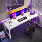 Coleshome 71 Inch Computer Desk with USB Ports, Large Office Desk, Long Study Student Writing Desk, White Coleshome