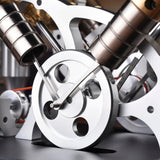 4-Cylinder Hot Air Stirling Engine Model Kit with Generator,Ready-to-Start Full Metal Kit,Stainless Steel Heating Tube & Copper Head,Precision CNC Parts,for Physics Demo & Engineering Collection KAIJIENOO