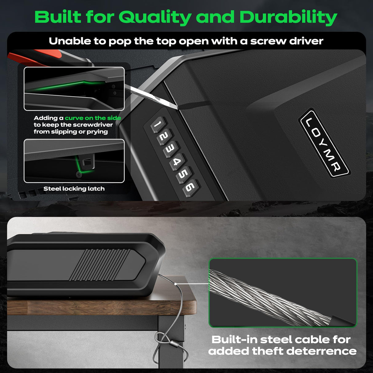 TOPMEDA Gun Safe with LCD Display, ≤0.1s Quick Access Handgun Safe for 2-4 Pistols, Hand Gun Lock Box with Fingerprint | Keypad | and Keys for Home Drawer Bedside Nightstand TOPMEDA