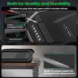 TOPMEDA Gun Safe with LCD Display, ≤0.1s Quick Access Handgun Safe for 2-4 Pistols, Hand Gun Lock Box with Fingerprint | Keypad | and Keys for Home Drawer Bedside Nightstand TOPMEDA