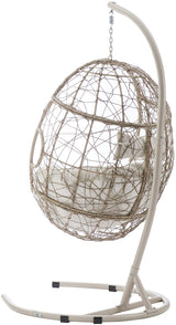 Crosley Furniture Cleo Wicker Indoor Outdoor Hanging Egg Chair with Stand for Patio, Porch, Deck, Light Brown with Sand Cushions Crosley Furniture