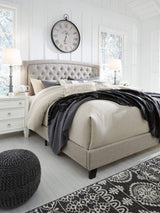 Jerary Light Gray Button-Tufted King Upholstered Platform Bed by Signature Design by Ashley Signature Design by Ashley