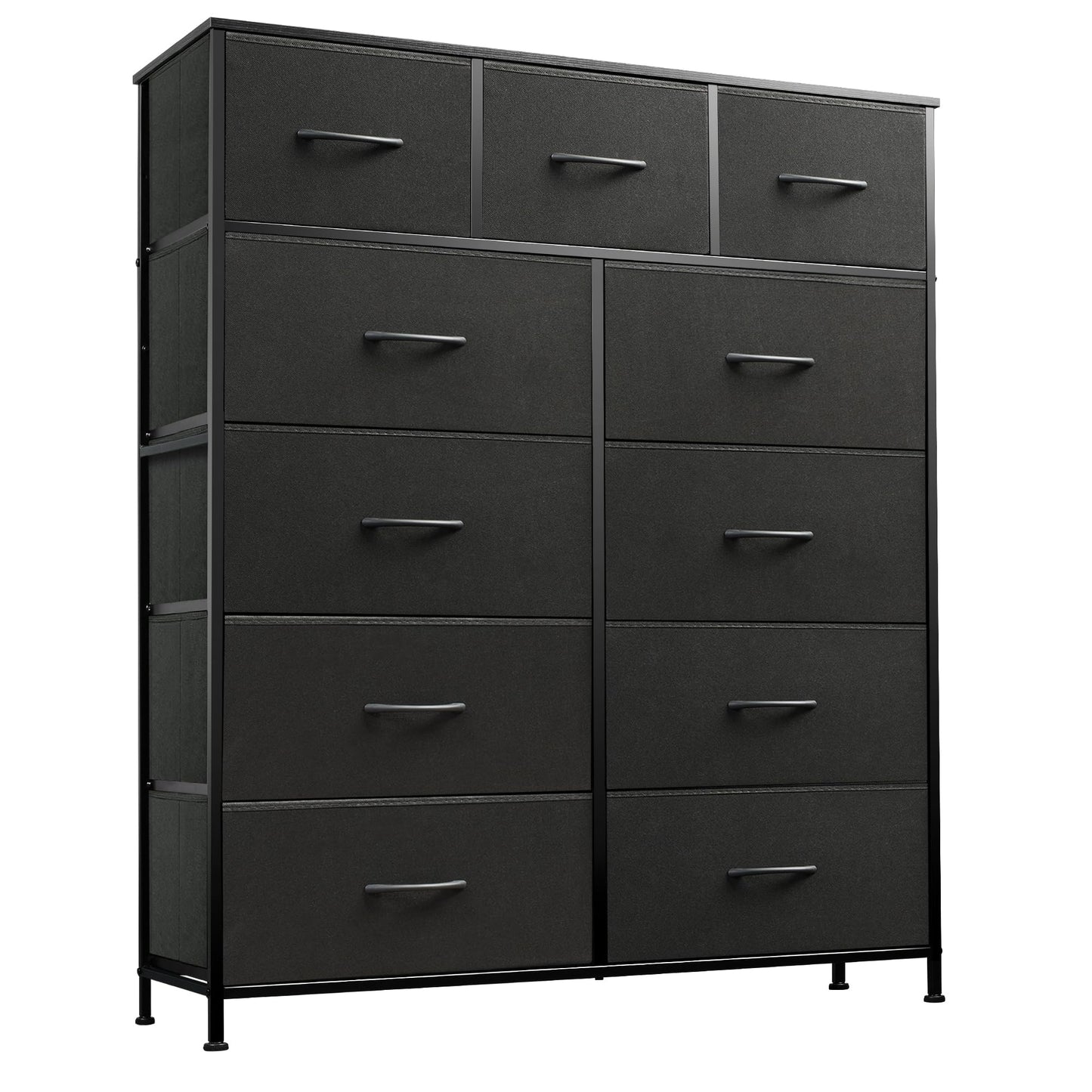 WLIVE Tall Dresser for Bedroom, Fabric Dresser Storage Tower, Dresser & Chest of Drawers Organizer Unit with 11 Drawers, Storage Cabinet, Hallway, Closets, Steel Frame, Wood Top