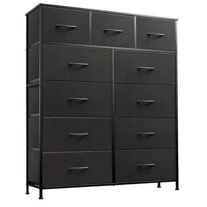 WLIVE Tall Dresser for Bedroom, Fabric Dresser Storage Tower, Dresser & Chest of Drawers Organizer Unit with 11 Drawers, Storage Cabinet, Hallway, Closets, Steel Frame, Wood Top