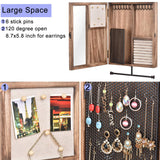 Keebofly Wall Mounted Jewelry Organizer Box Rustic Wood Large Space Jewelry Cabinet Holder Jewelry Storage Box for Necklaces, Earrings, Bracelets, Ring Holder, and Accessories (Carbonized Black) Keebofly