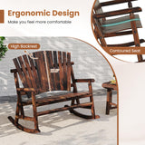 Tangkula 2-Person Wood Outdoor Rocking Chair, Outside Adirondack Rocker with High Back and Slatted Seat, Oversized Porch Rocking Chair for Balcony, Garden, Backyard, Patio Tangkula