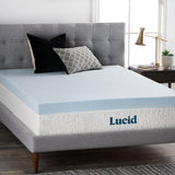 LUCID 4 Inch Gel Memory Foam Mattress Topper-Ventilated Design-Ultra Plush-Queen LUCID