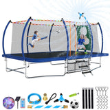 Lyromix 16FT Outdoor Rectangle Trampoline for Kids and Adults, Rectangular Trampoline with Curved Poles, Pumpkin Trampolin with Light, Sprinkler, Soccer and Storage Bag Lyromix