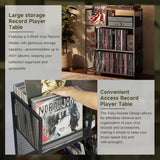 Huxitocan 4 Tier Large Record Player Stand, Holds Up to 380-450 Albums Turntable Stand with 4 Adjustable Divider Vinyl Record Cabinet Turntable Stand for Albums DVD Shelf Books Magazines Files Huxitocan