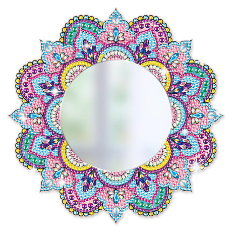 DIY Diamond Painting Mirror for Adults DIY Special Shaped Crystal Diamond Painting Kit Mandala Mirror Makeup Mirror Christmas Halloween Birthday Gifts Art Crafts Home Decor (Pink-Blue) antor