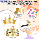 Yaomiao 66 Pieces Foam Princess Tiaras DIY Crowns Kids Party Favors Craft Crystal Diamond Sticker Girls Making Your Own Tiara (Gold) Yaomiao