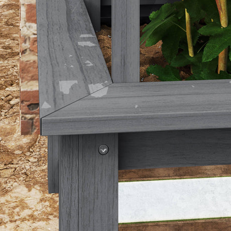 Outsunny Raised Garden Bed with Trellis, Wooden Planter Box with Galvanized Steel Sides, Raised Flower Bed for Climbing Plants, Flowers, Fruits and Vegetables, Gray Outsunny