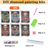 6 Pack Halloween Diamond Painting for Adults - 5D Horror Diamond Art Kits for Adults,Full Drill Diamond Dots DIY Diamonds Pictures Gem Crafts for Home Wall Decor Gifts(11.8x15.7inch) WoodArtSupply