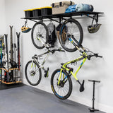 StoreYourBoard 2 Pack Heavy Duty Garage Wall Shelves, 2' x 4' Wall Mount Storage Shelf with Hooks, Holds 200 lbs Each StoreYourBoard