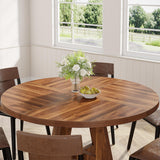Tribesigns Round Dining Table for 4, 47 Inch Farmhouse Kitchen Table Small Dinner Table Wood Kitchen Dinning Table for Dining Room Kitchen,Living Room (Chairs Not Included) Tribesigns