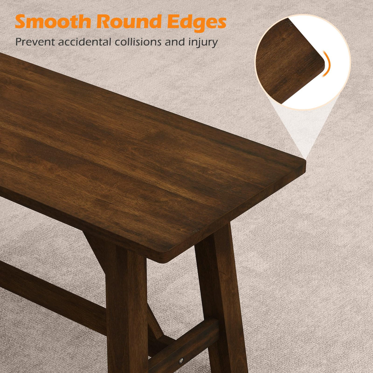 Giantex 38" Wooden Dining Bench, Farmhouse Entryway Bench with Rubber Wood Frame, 400 LBS Capacity, Shoe Rack Benchs, Narrow End of Bed Seat for Kitchen, Living Room, Bedroom, Hallway, Brown (1) Giantex