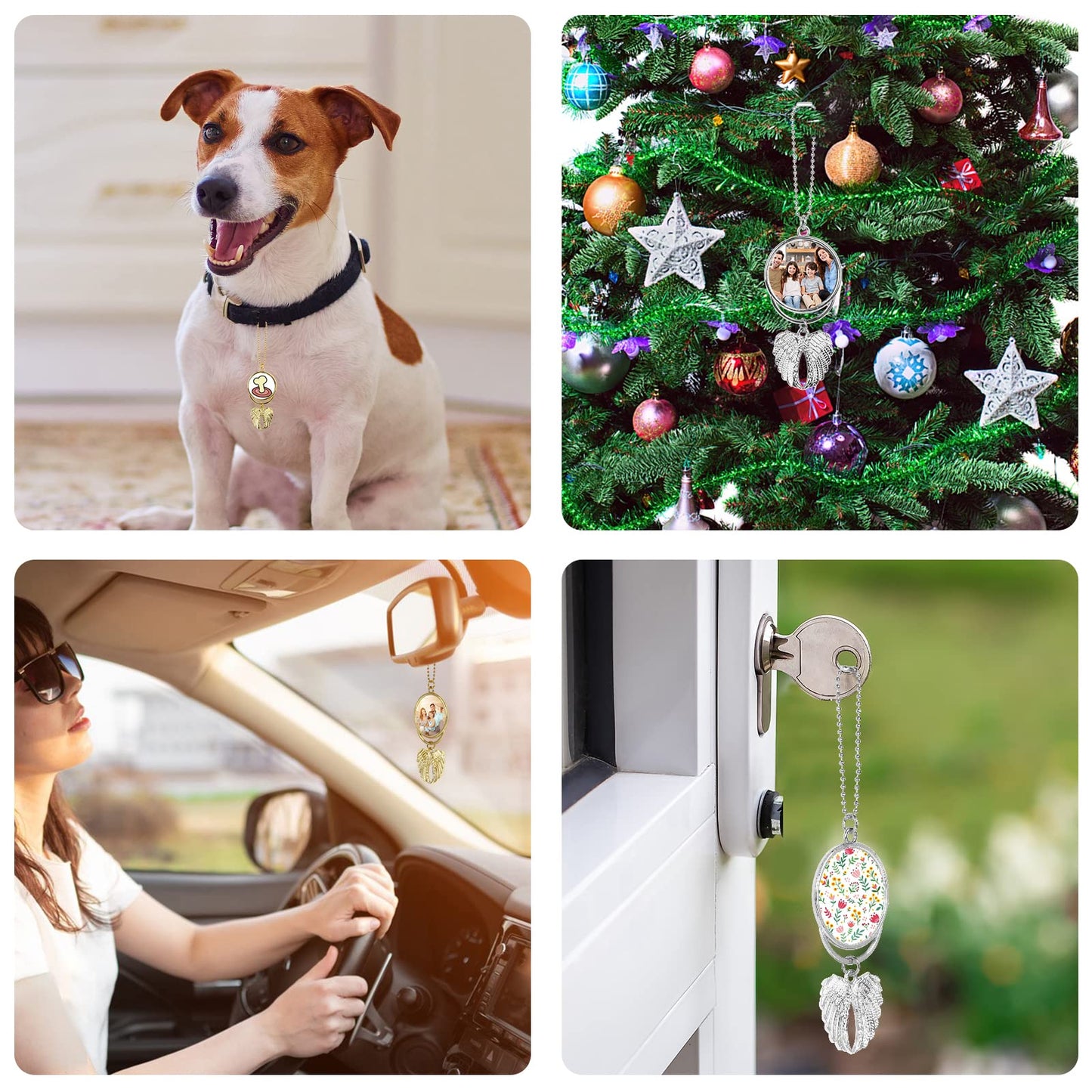 Valkynos Sublimation Keychain Blanks 8 pcs, Personalized Car Hanging Ornament, DIY Rearview Mirror Pendant w/Sublimation Blank Photo Frame for Home Window Christmas Decorations