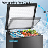 R.W.FLAME Chest Freezer 3.5 Cubic Feet with 2 Removable Baskets and Defrost Water Drain, Deep Freezer, Adjustable Temperature, Energy Saving, Top Open Door Compact Freezer (3.5 Cubic Feet, Black) R.W.FLAME