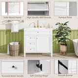 Merax 36 Inch Bathroom Vanity with Sink Combo, Solid Wood Frame Bathroom Vanities with 2 Drawers & Soft Closing Doors & Tip-Out Drawer, Modern Bathroom Sink Cabinet with Undermount Sink Merax
