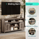 LINSY HOME Farmhouse TV Stand for 65 Inch TV, Tall Highboy Entertainment Center with Sliding Barn Door, Rustic Media Console with Storage Shelves, Wood Television Stand for Living Room, Light Brown LINSY HOME