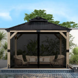 BPS 12' x 12' Gazebo Universal Mosquito Netting Screen Replacement, 4-Panel Screen Walls with Double Zippers for Outdoor Patio, Black (Mosquito Net Only) BPS