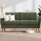 WEUP 68" Loveseat Sofa Green Corduroy Couch, Mid Century Modern Love Seat Couches for Living Room, Small Loveseat for Bedroom Office, Comfy Sofa with Spring Cushion, Solid Wood, Tool-Free Assembly WEUP