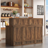Tribesigns Reception Desk with Counter, 57-Inch Rustic Front Receptionist Table, Boho Welcome Desk Checkout Counter for Office, Retail, Lobby, Beauty Salon (Brown) Tribesigns