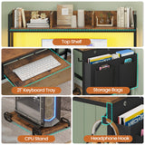 UPOSOJA L Shaped Gaming Desk with Keyboard Tray, Reversible Computer Desk with Power Outlet, Corner Home Office Desks, Mobile File Cabinet Storage Shelves Monitor Stand Drawers (Brown, 67in) UPOSOJA