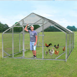 LEMBERI Metal Large Chicken Coop, Spire Shape Walk-in Poultry Chicken Hen cage, Rabbits Duck Cages with Waterproof and Anti-Ultraviolet Cover for Outside,Backyard and Farm LEMBERI