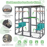 Tangkula Catio Outdoor Cat Enclosure Large, 71 Inch Outdoor Cat House Weatherproof with Asphalt Roof, Wooden Cat Cage Playpen with 7 Jumping Platforms & 2 Resting Boxes, Walk-in Cat Kennel Condo Tangkula